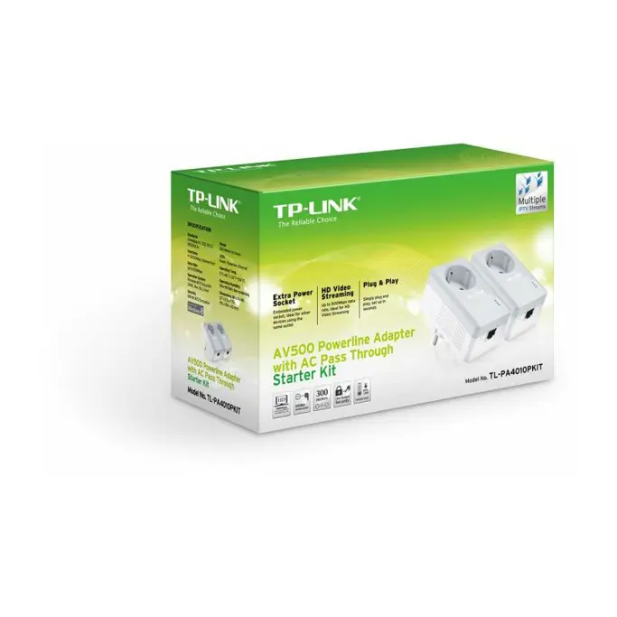 TP-Link TL-PA4010P KIT AV600 10/100Mbps, duopack, Powerline mrežni adapter - Slika 2
