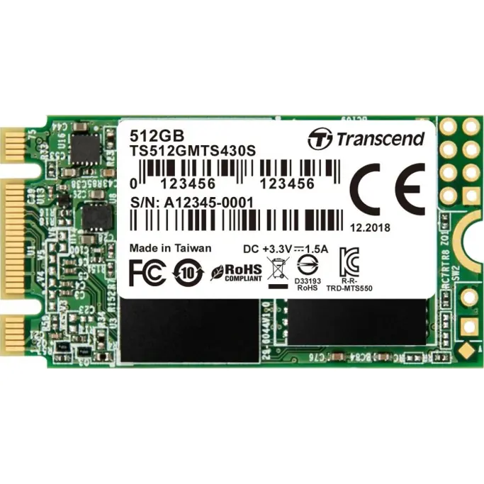 Transcend SSD MTS430S 512GB M.2 42mm, 2242, SATA III, TS512GMTS430S - Slika 2