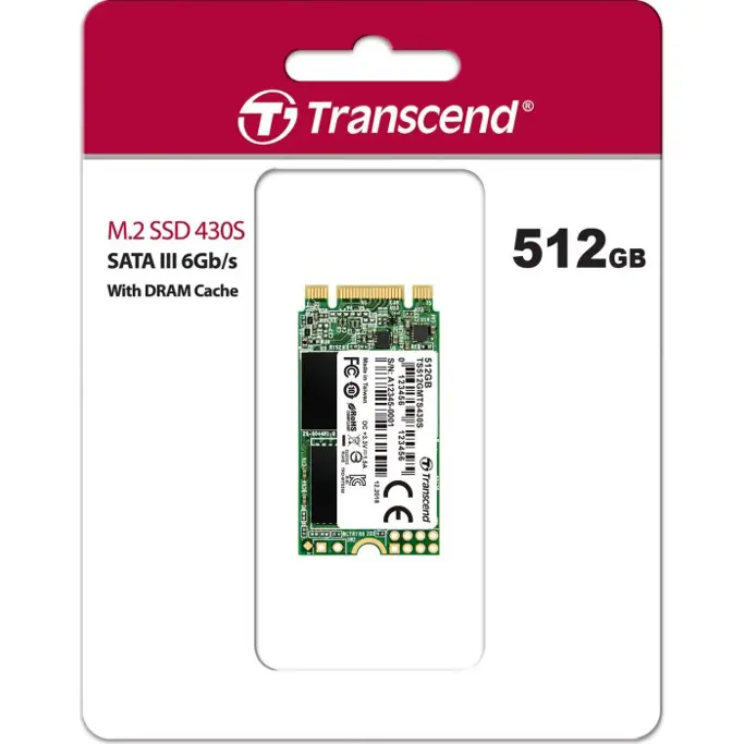 Transcend SSD MTS430S 512GB M.2 42mm, 2242, SATA III, TS512GMTS430S - Slika 1