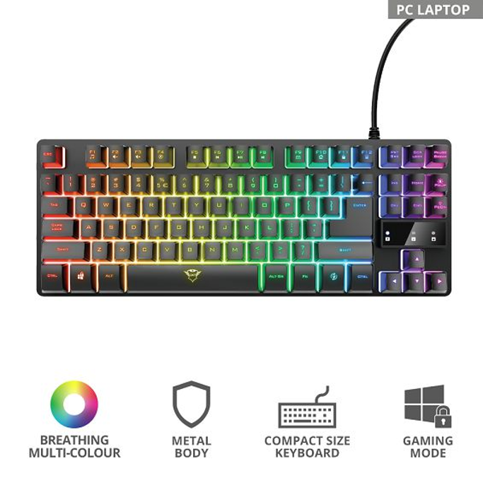 Trust tipkovnica GXT 833 Thado, Gaming, osvjetljena, UK Layout, crna, USB, 23698 - Slika 7