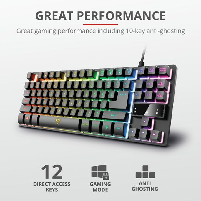 Trust tipkovnica GXT 833 Thado, Gaming, osvjetljena, UK Layout, crna, USB, 23698 - Slika 10