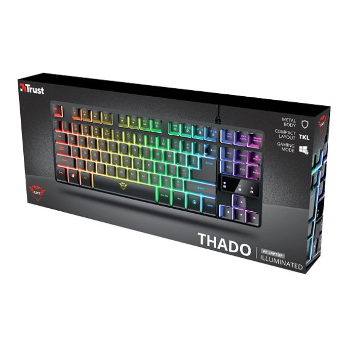 Trust tipkovnica GXT 833 Thado, Gaming, osvjetljena, US, crna, USB, 23698 - Slika 2