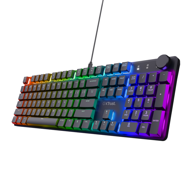 Trust tipkovnica GXT 866 Torix, Gaming, mehanička, RGB, US, crna, USB, 24910 (PS5, Xbox) - Slika 1