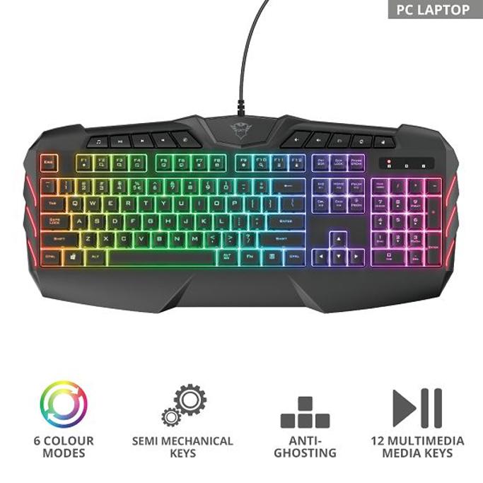 Trust tipkovnica GXT 881 Odyss, Gaming, osvjetljena, US, crna, USB, 23855 - Slika 2