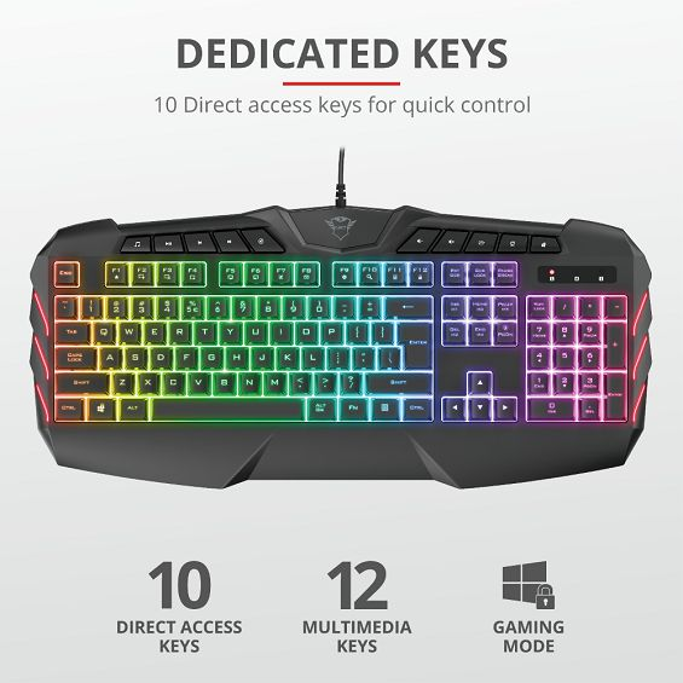 Trust tipkovnica GXT 881 Odyss, Gaming, osvjetljena, US, crna, USB, 23855 - Slika 4