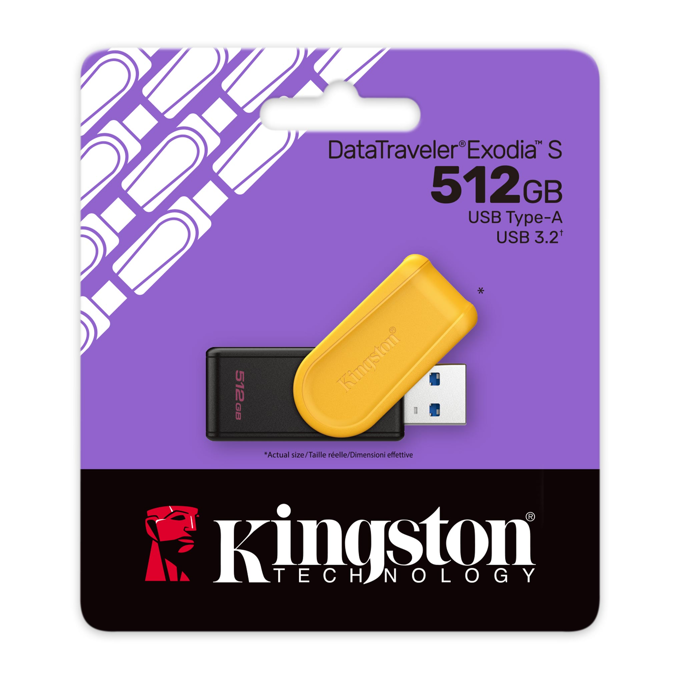 USB 512GB Kingston DataTraveler S, USB-A 3.2, G1, Black/Yellow, DTXS/512GB - Slika 1