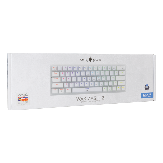 White Shark mehanička tipkovnica GK-002222V2 WAKIZASHI-2 / HR, USB, Blue switch, Bijela - Slika 9