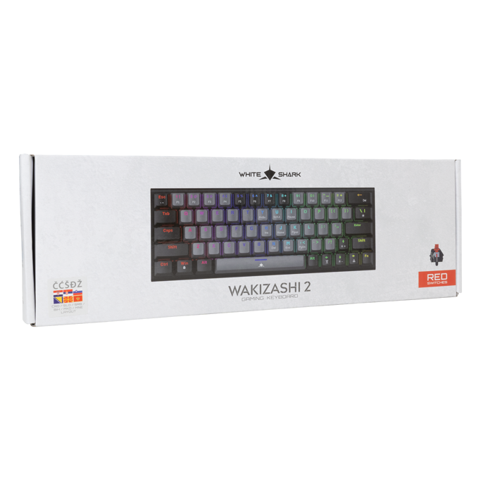 White Shark mehanička tipkovnica GK-002712V2 WAKIZASHI-2 / HR, USB, Red switch, Sivo/crna - Slika 9