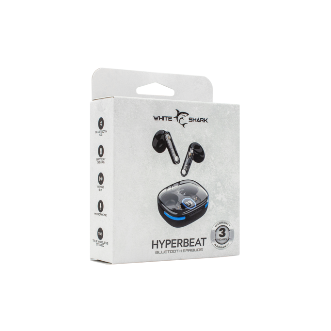 White Shark slušalice GEB-TWS-37 HYPERBEAT, Bluetooth, crne - Slika 4
