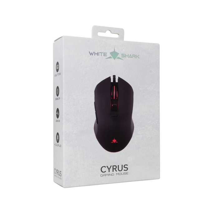 White Shark žični miš GM-3001 Cyrus, USB, optički, 3.200dpi, Crni - Slika 7