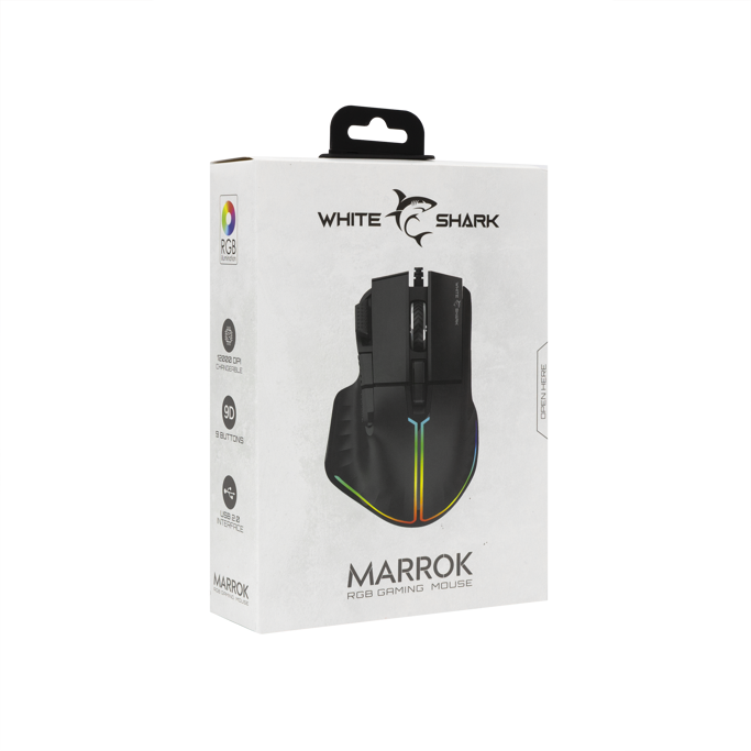 White Shark žični miš GM-9006 MARROK RGB, USB, optički, 12.000dpi, crni - Slika 6